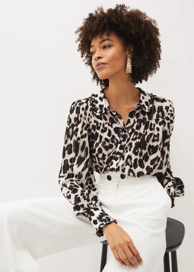 Phase Eight Chelsie Leopard Print Blouse Multicoloured Women Shirts and Blouses