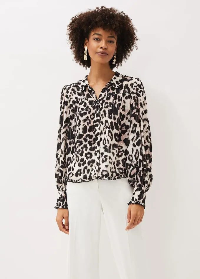 Phase Eight Chelsie Leopard Print Blouse Multicoloured Women Shirts and Blouses