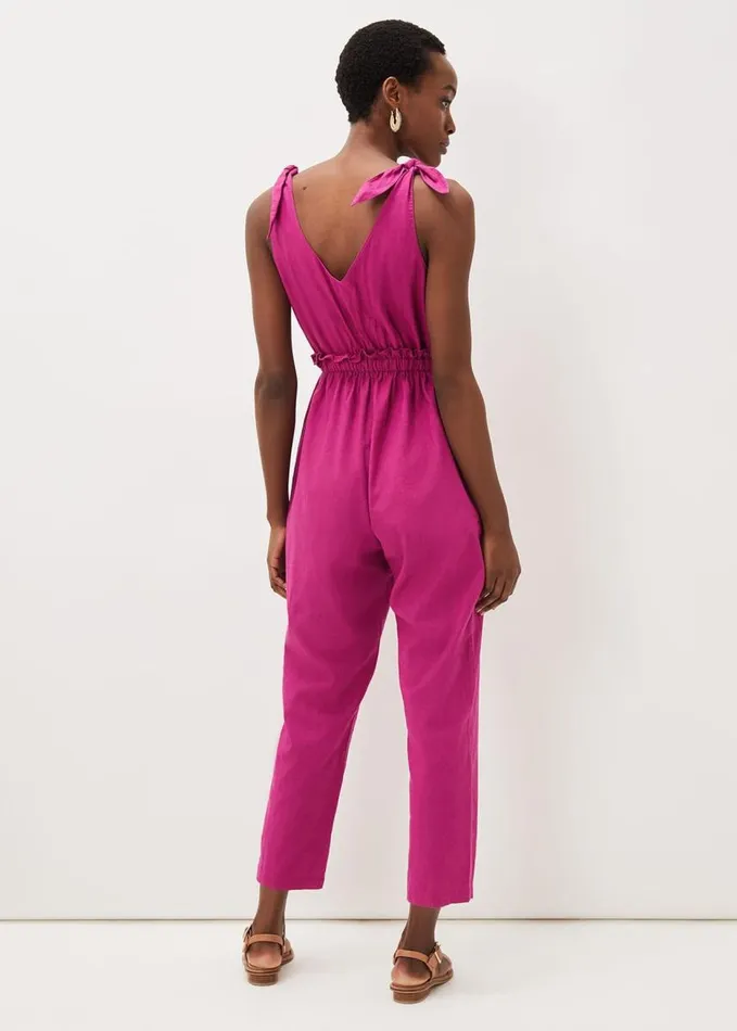 Phase Eight Chessie Linen Tie Jumpsuit Orchid Women Dresses