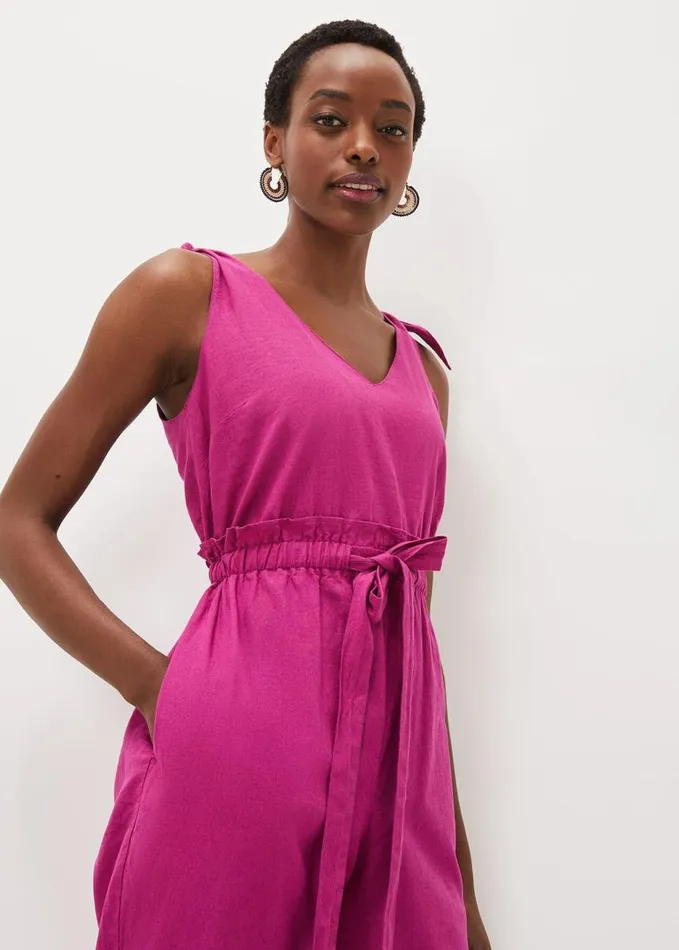 Phase Eight Chessie Linen Tie Jumpsuit Orchid Women Dresses