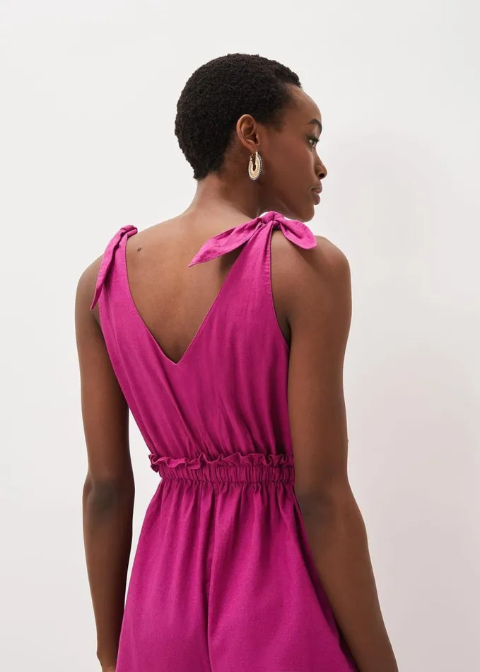 Phase Eight Chessie Linen Tie Jumpsuit Orchid Women Dresses