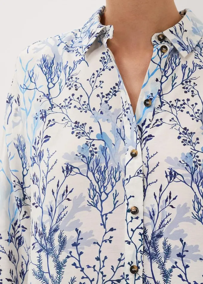 Phase Eight Claire Coral Print Shirt Blueivory Women Shirts and Blouses