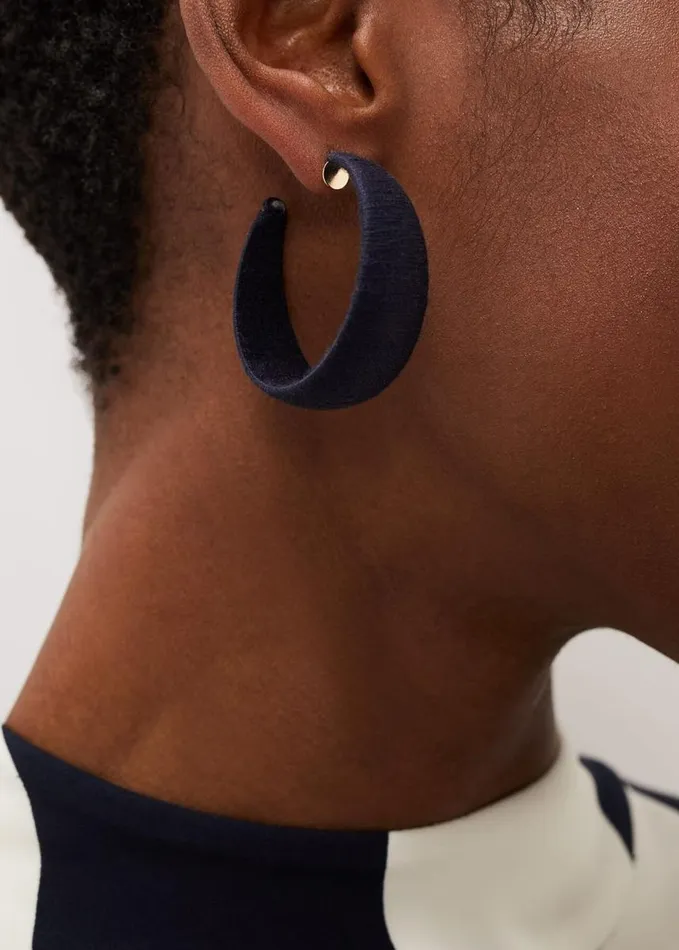 Phase Eight Covered Hoop Earring Navy Women Jewellery