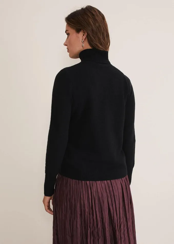 Phase Eight Cressida Wool Cashmere Roll Neck Black Women Knitwear