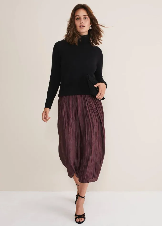 Phase Eight Cressida Wool Cashmere Roll Neck Black Women Knitwear