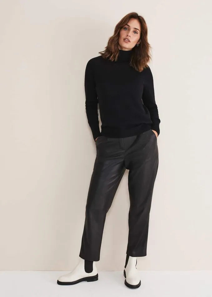Phase Eight Cressida Wool Cashmere Roll Neck Black Women Knitwear