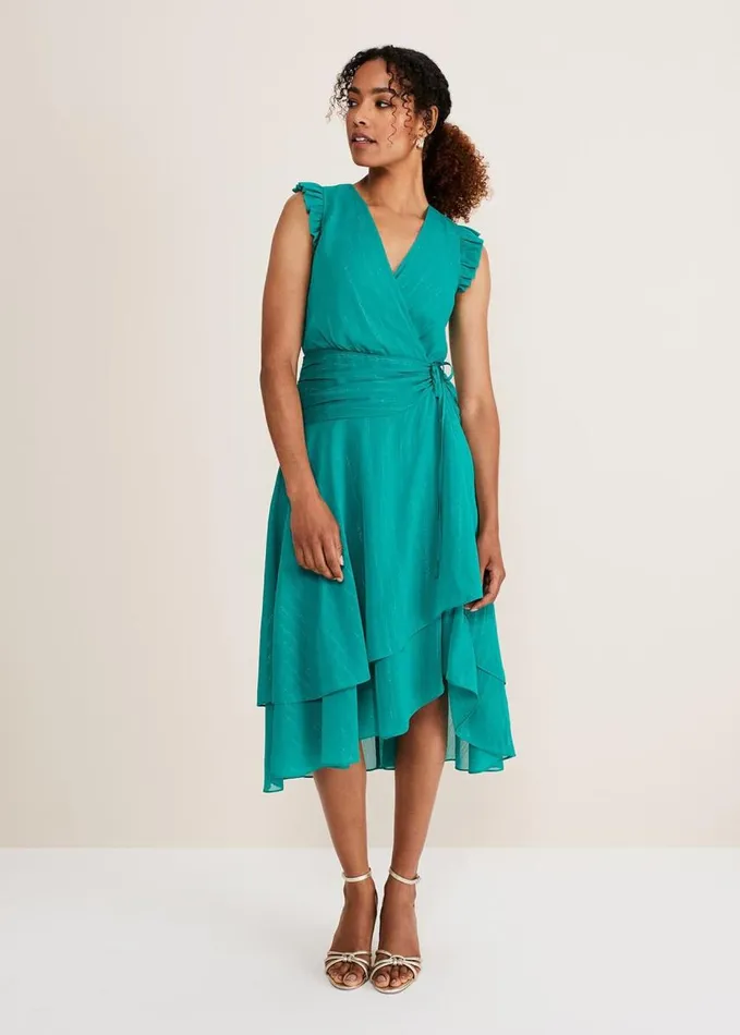 Phase Eight Cressinda Ruched Midi Dress Peacock Women Dresses
