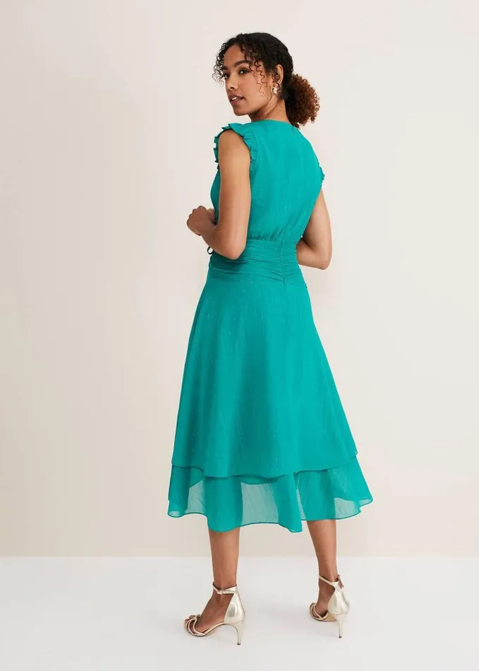 Phase Eight Cressinda Ruched Midi Dress Peacock Women Dresses