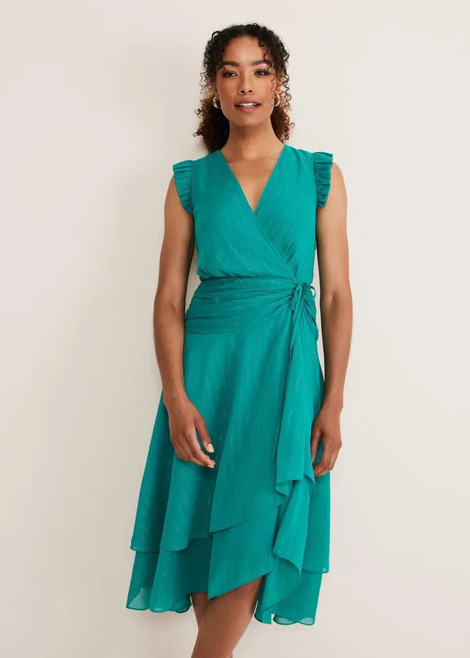 Phase Eight Cressinda Ruched Midi Dress Peacock Women Dresses