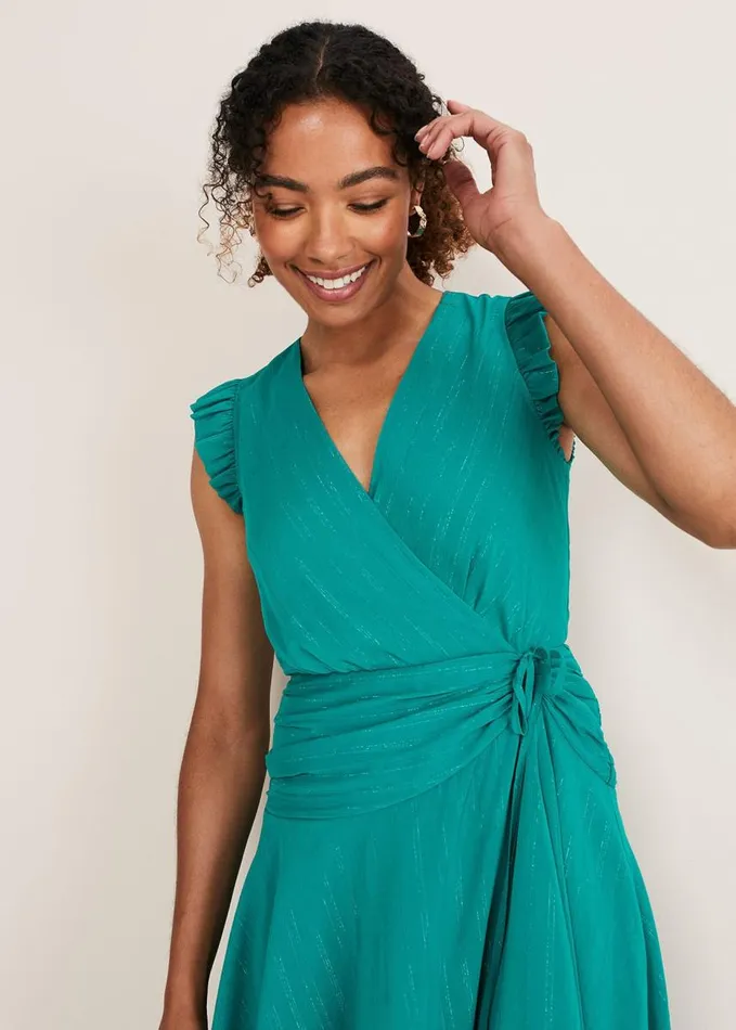 Phase Eight Cressinda Ruched Midi Dress Peacock Women Dresses