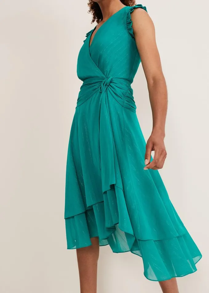 Phase Eight Cressinda Ruched Midi Dress Peacock Women Dresses