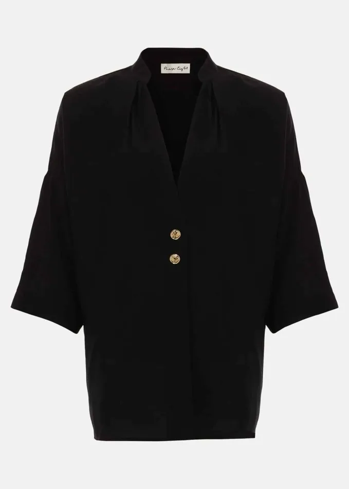Phase Eight Cynthia Button Detail Shirt Black Women Shirts and Blouses