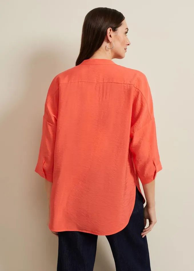 Phase Eight Cynthia Longline Shirt Coral Women Shirts and Blouses
