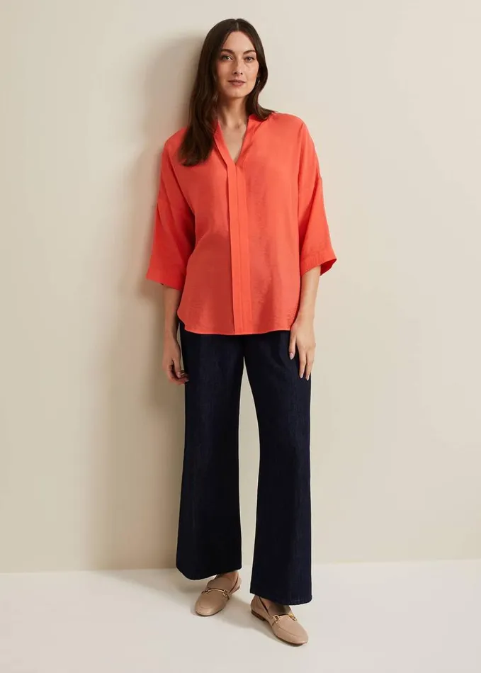 Phase Eight Cynthia Longline Shirt Coral Women Shirts and Blouses