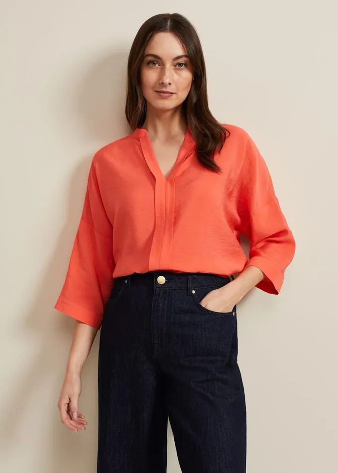 Phase Eight Cynthia Longline Shirt Coral Women Shirts and Blouses