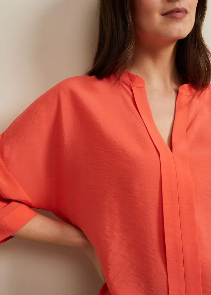 Phase Eight Cynthia Longline Shirt Coral Women Shirts and Blouses