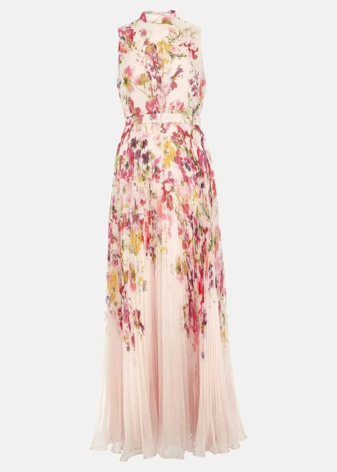 Phase Eight Dahlia Print Pleat Midaxi Dress Multicoloured Women Dresses