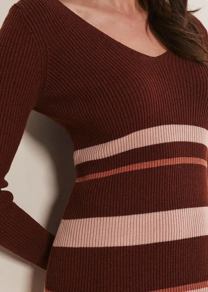 Phase Eight Dani Striped Midi Dress Burgundypink Women Dresses