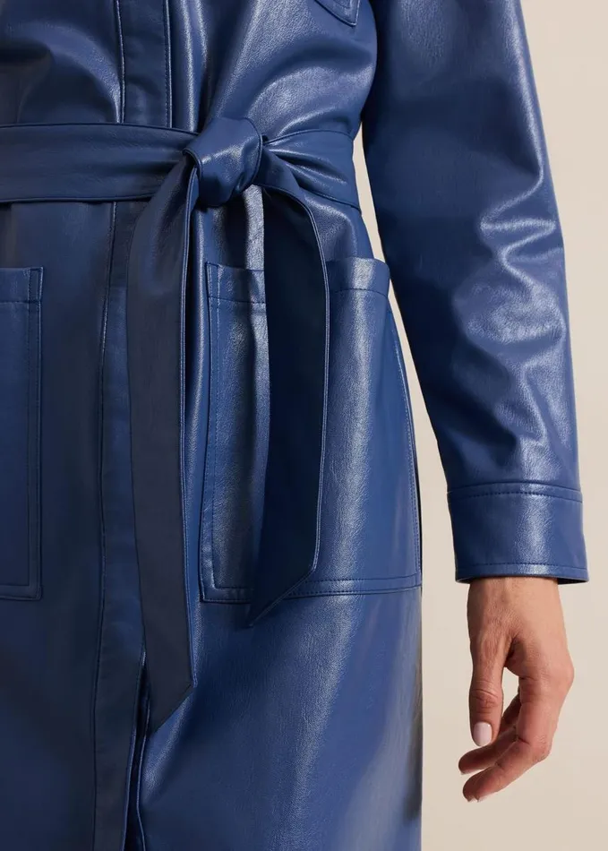 Phase Eight Dila Blue Faux Leather Midi Dress Blue Women Dresses