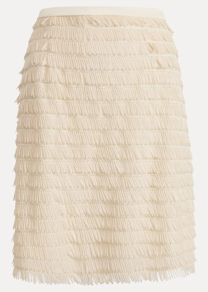 Phase Eight Dolly Fringe Mini Skirt Ivory Women Skirts