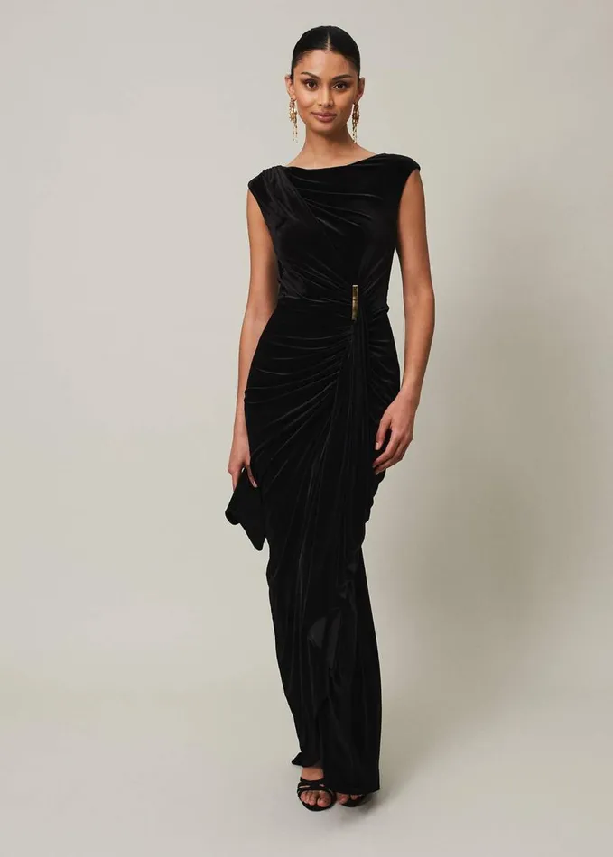 Phase Eight Donna Velvet Maxi Dress Black Women Dresses