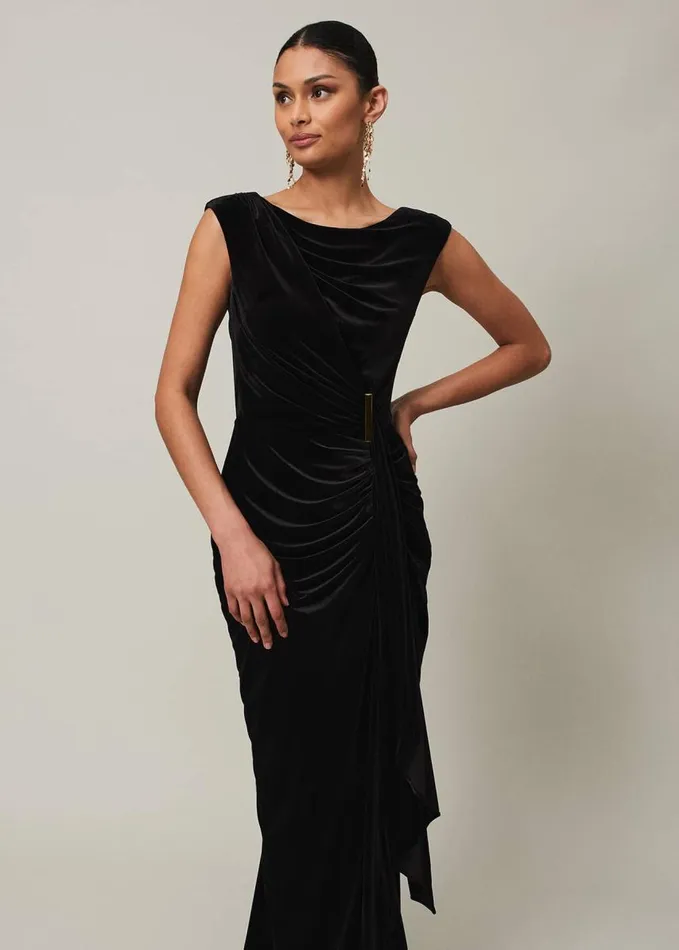 Phase Eight Donna Velvet Maxi Dress Black Women Dresses