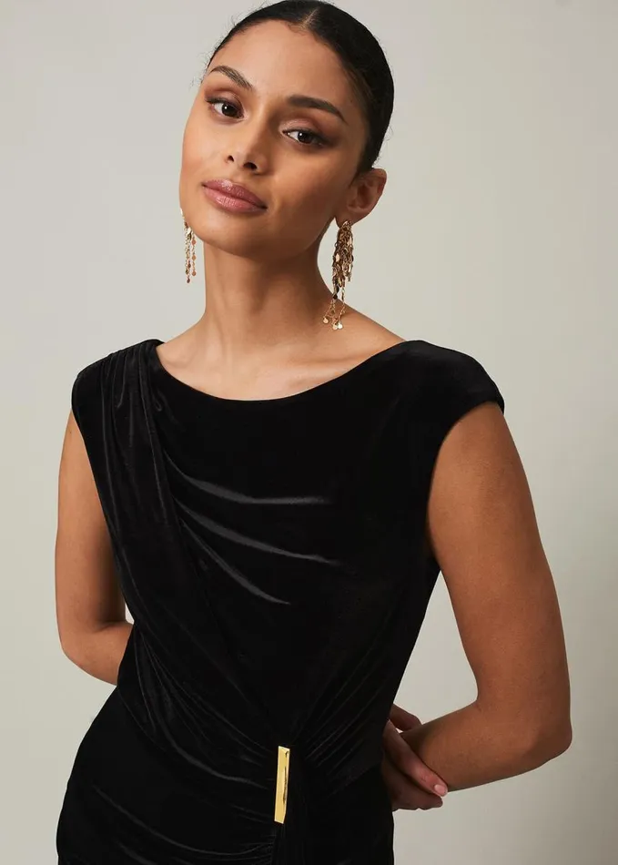 Phase Eight Donna Velvet Maxi Dress Black Women Dresses
