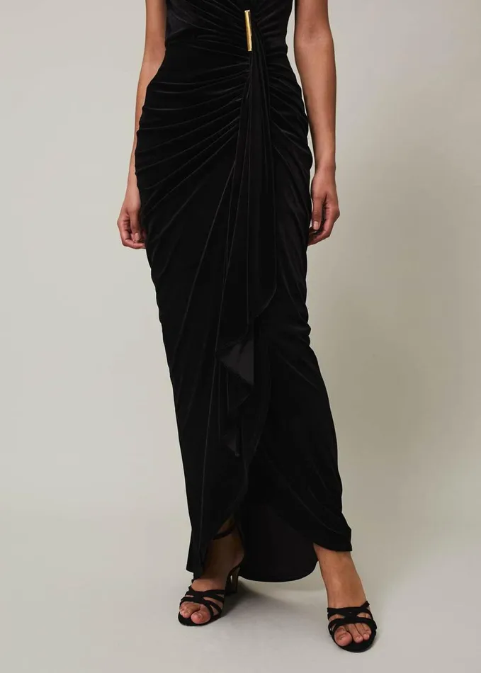 Phase Eight Donna Velvet Maxi Dress Black Women Dresses