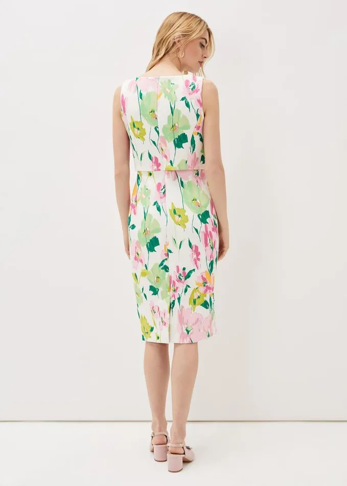 Phase Eight Effie Floral Scuba Dress Ivory Women Dresses
