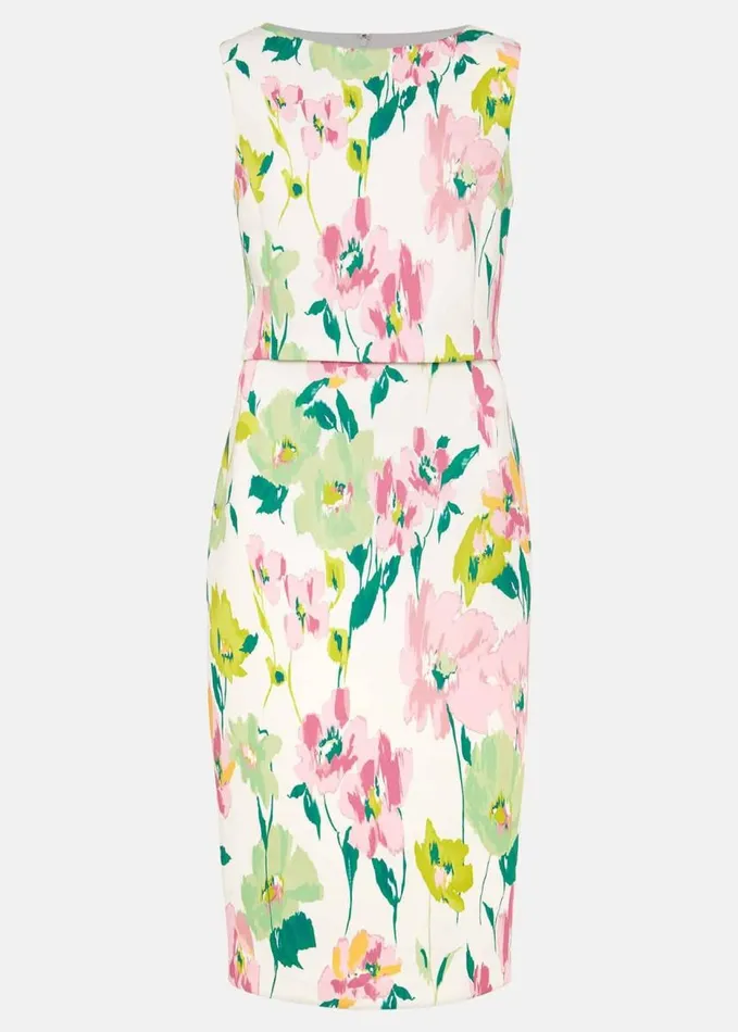 Phase Eight Effie Floral Scuba Dress Ivory Women Dresses