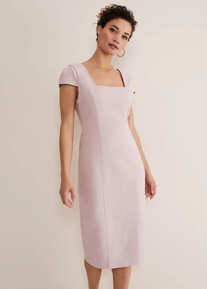 Phase Eight Eira Midi Dress Pale Pink Women Dresses