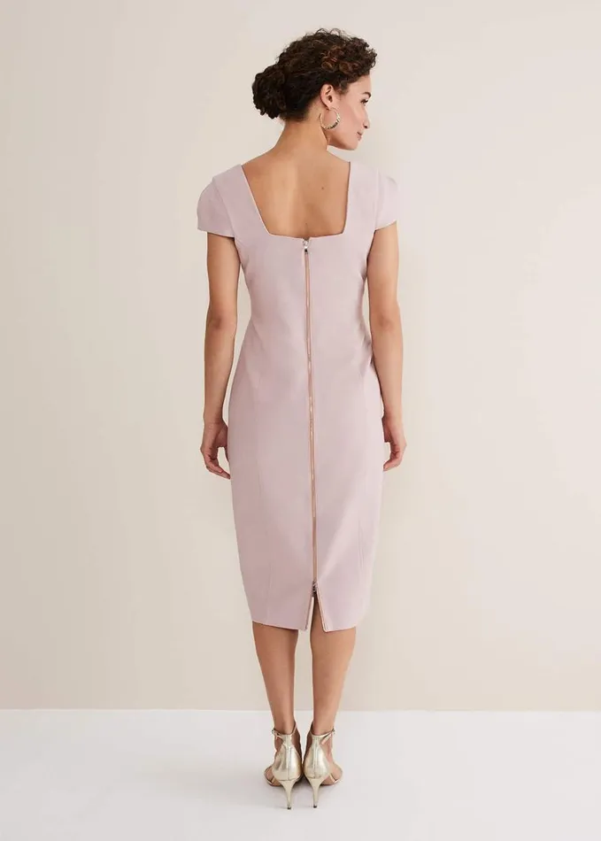 Phase Eight Eira Midi Dress Pale Pink Women Dresses
