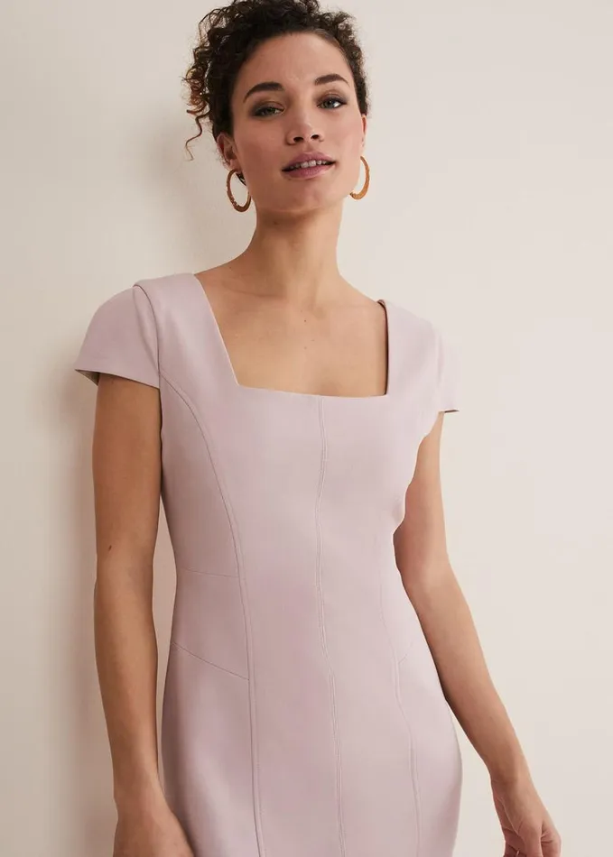 Phase Eight Eira Midi Dress Pale Pink Women Dresses