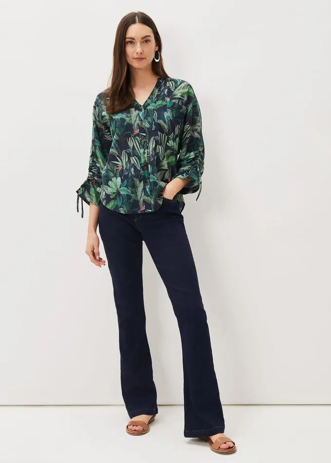 Phase Eight Ellyn Cotton Tropical Print Blouse Navymulti Women Shirts and Blouses