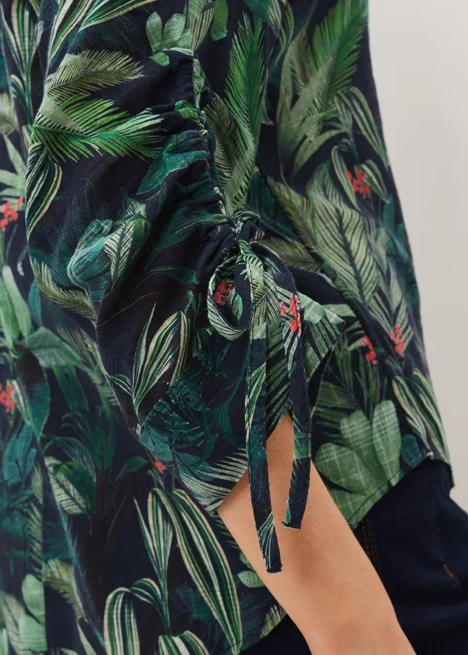 Phase Eight Ellyn Cotton Tropical Print Blouse Navymulti Women Shirts and Blouses