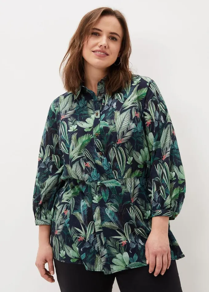 Phase Eight Ellyn Cotton Tropical Print Blouse Navymulti Women Shirts and Blouses