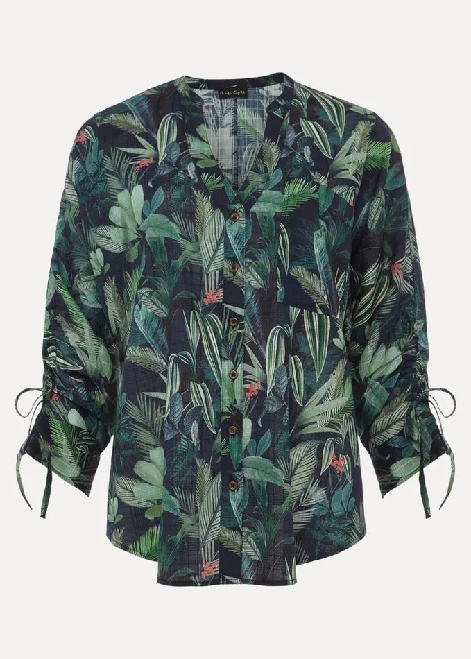 Phase Eight Ellyn Cotton Tropical Print Blouse Navymulti Women Shirts and Blouses
