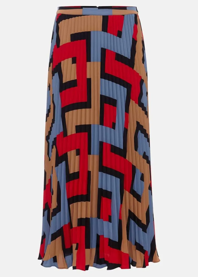 Phase Eight Elmina Geo Pleated Midi Skirt Black Women Skirts