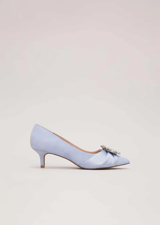 Phase Eight Embellished Kitten Heel Shoes Pale Blue Women Occasion Shoes