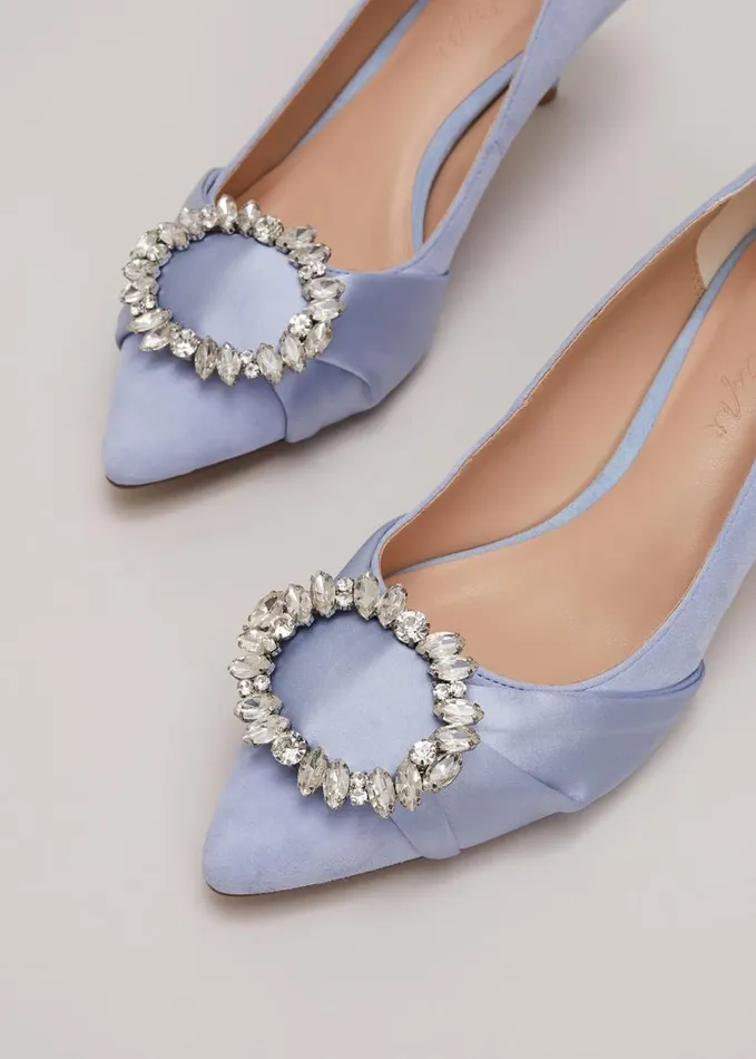 Phase Eight Embellished Kitten Heel Shoes Pale Blue Women Occasion Shoes