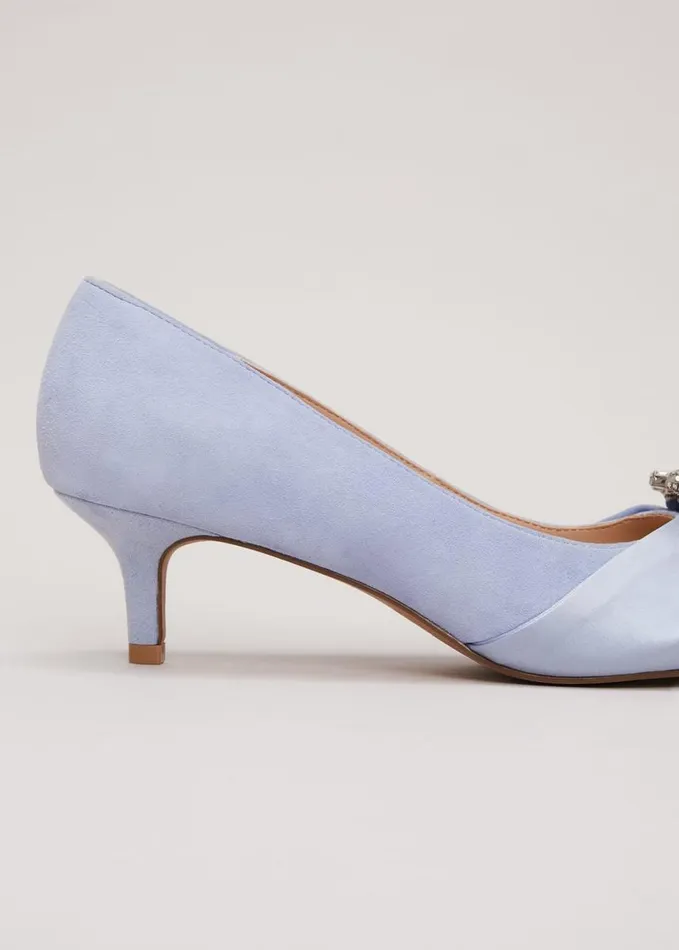 Phase Eight Embellished Kitten Heel Shoes Pale Blue Women Occasion Shoes
