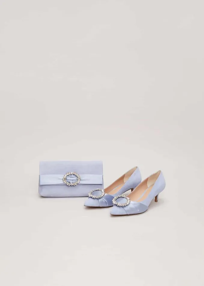 Phase Eight Embellished Kitten Heel Shoes Pale Blue Women Occasion Shoes