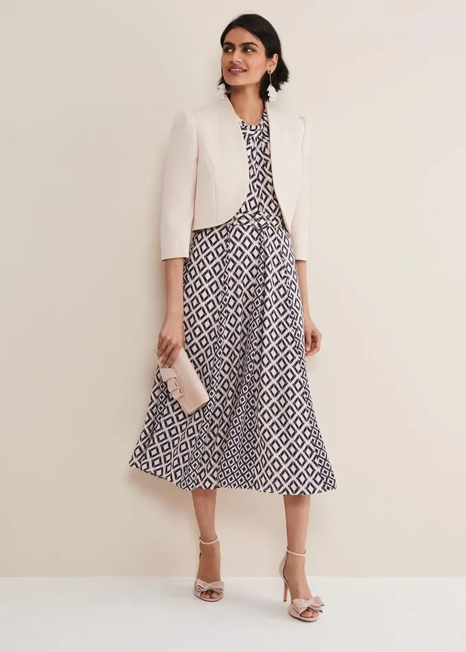 Phase Eight Ember Geo Midi Dress Smokepowder Pink Women Dresses