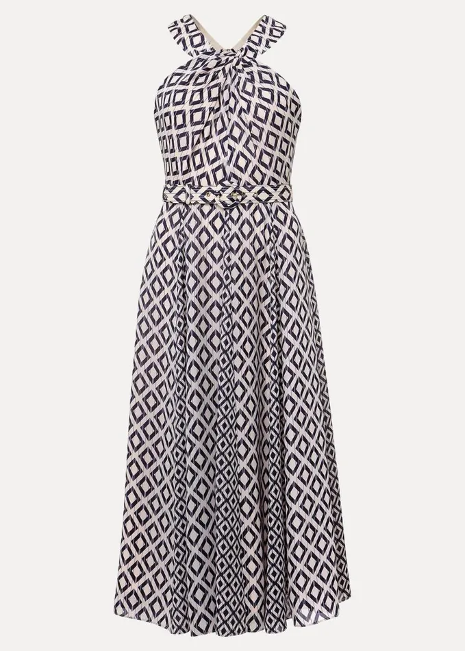 Phase Eight Ember Geo Midi Dress Smokepowder Pink Women Dresses