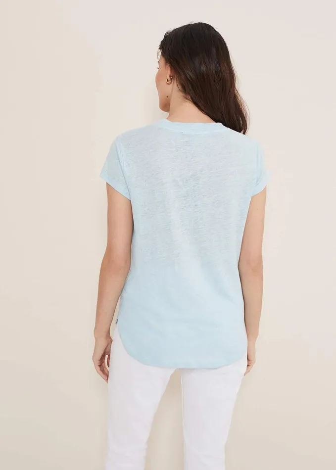 Phase Eight Emera Linen Top Pale Blue Women Tops and TShirts