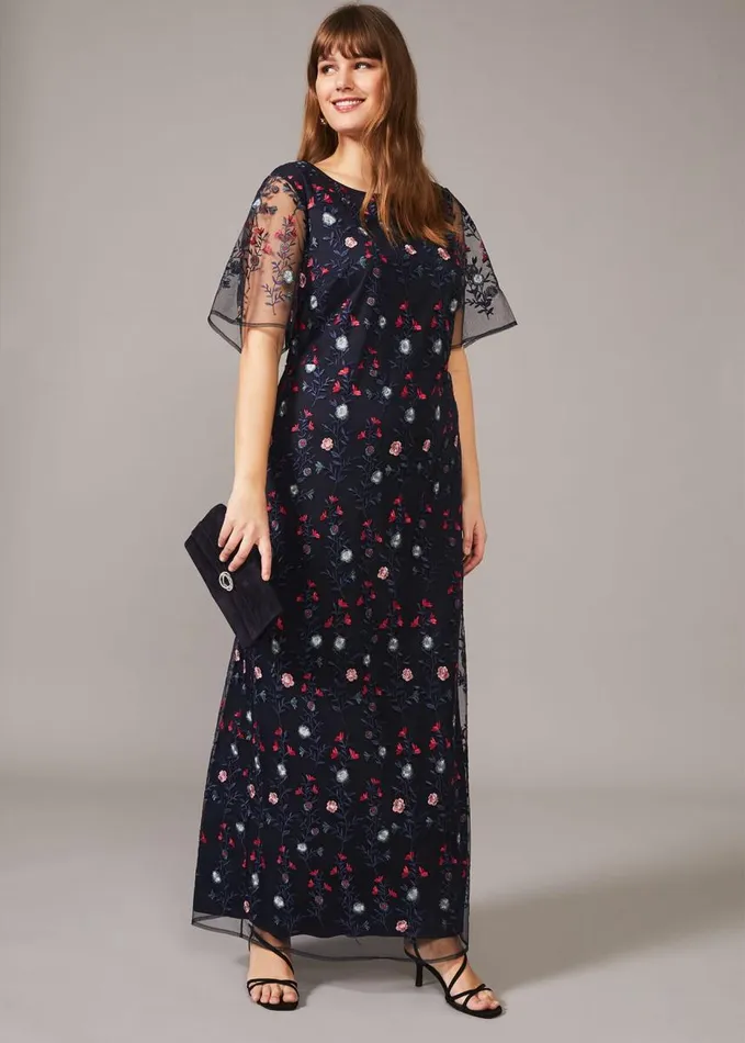 Phase Eight Emily Embroidered Maxi Dress Navymulti Women Dresses