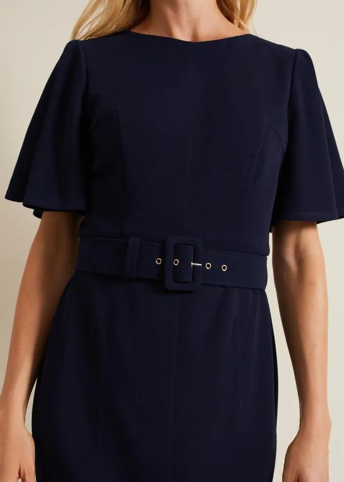 Phase Eight Fanella Belted Jersey Dress Navy Women Dresses