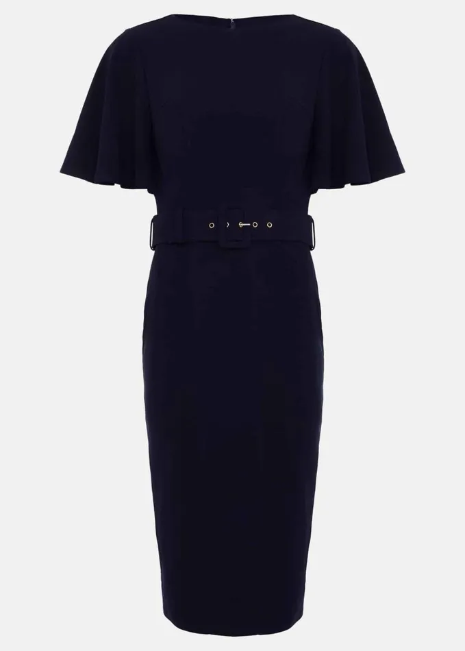 Phase Eight Fanella Belted Jersey Dress Navy Women Dresses