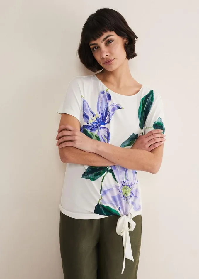Phase Eight Fiorella Tie Front Top Ivory Women Shirts and Blouses