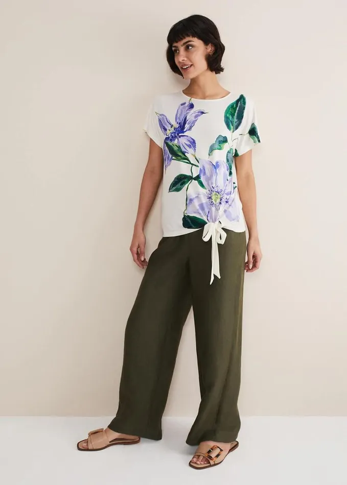 Phase Eight Fiorella Tie Front Top Ivory Women Shirts and Blouses